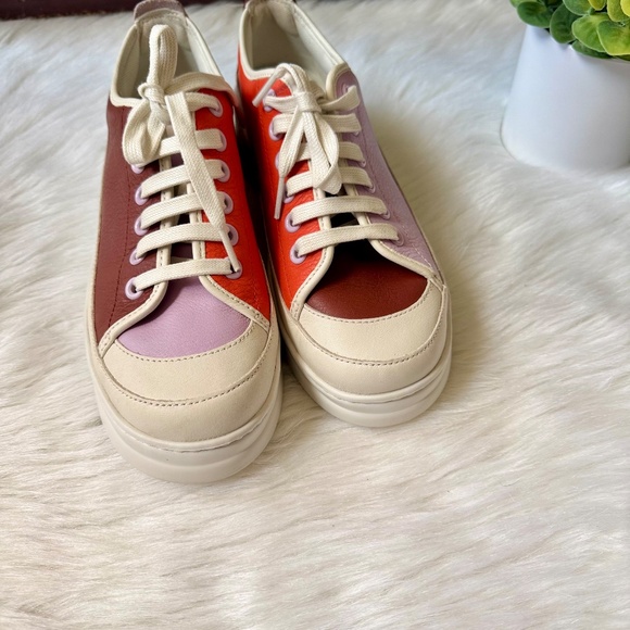 Camper Multicolor Leather Platform Sneakers Cream Orange Lilac US Size 9 - Picture 7 of 13